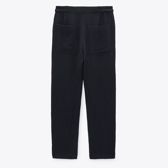 Zara High Waisted Textured Trouser Blue - S - Picture 2 of 10